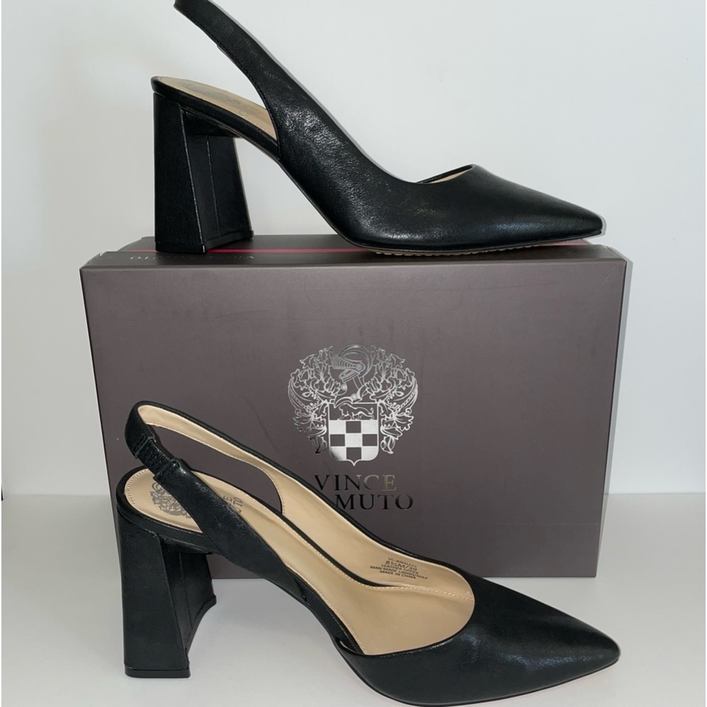 Vince Camuto Pointed Toe block heels Women’s Size 8 1/2 Black - Picture 2 of 7